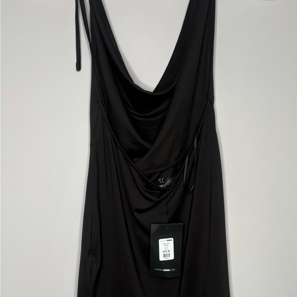 NEW Fashion Nova Black Cowl-Neck Halter Mini Dress — Size M — New w/ Tags - Picture 2 of 4